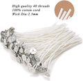 EricX Light 100 Piece Natural Candle Wick, Low Smoke 6" Pre-Waxed & 100% Natural Cotton Core,For Candle Making,Candle DIY