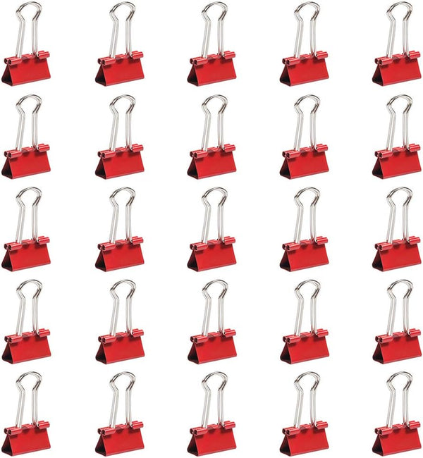 JAM PAPER Colorful Binder Clips - Small - 3/4 Inch (19 Mm) - Red Binderclips - 25/Pack