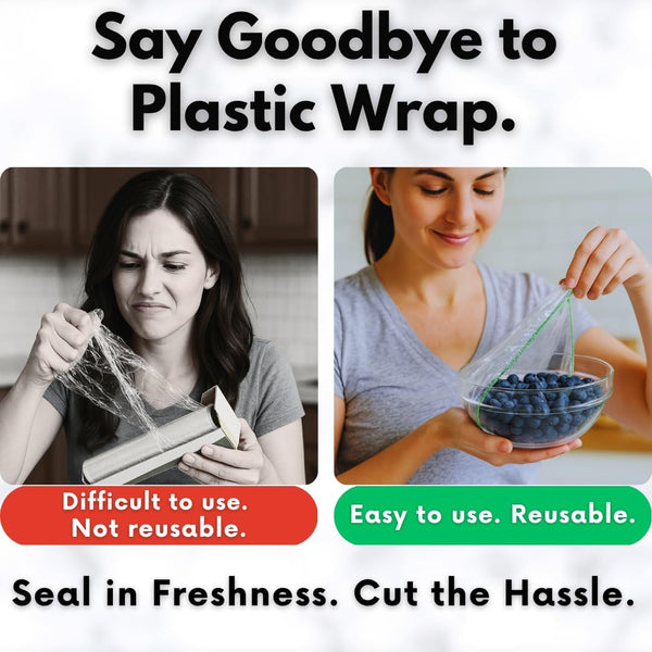 Plastic Bowl Covers, Elastic Reusable Food Covers for Bread Proofing, Storage & Outdoor Use – 100 Pack, Stretch Fit, 3 Sizes 100 Pack, 3 Sizes