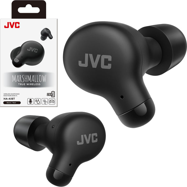 JVC Marshmallow True Wireless Bluetooth 5.3 Earbuds – 28H Battery, Memory Foam Earpieces for All-Day Comfort, IPX4 Water Resistant, Mic, Compact