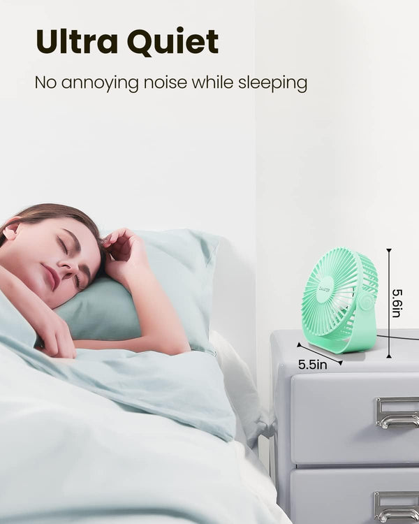 Gaiatop USB Desk Fan, 3 Speeds Strong Airflow, 5.5 Inch Portable 90ÃÂ° Rotate Quiet Cooling, Small Personal Table Fans for Bedroom Home Office