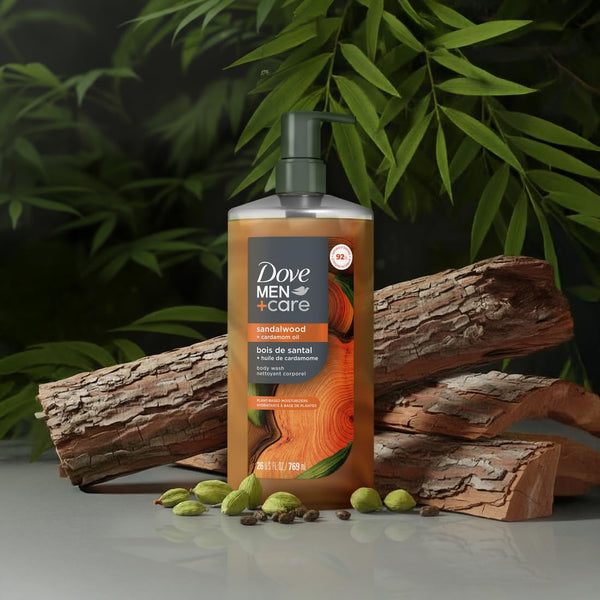 DOVE MEN Moisturizing Body Wash for Men, Sandalwood + Cardamom Oil, 26oz