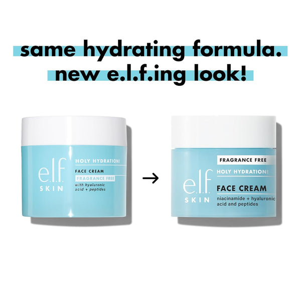 E.L.F. SKIN Holy Hydration! Face Cream, Fragrance Free, Smooth, Non-Greasy, Lightweight, Nourishing, Moisturises, Softens, Absorbs Quickly,