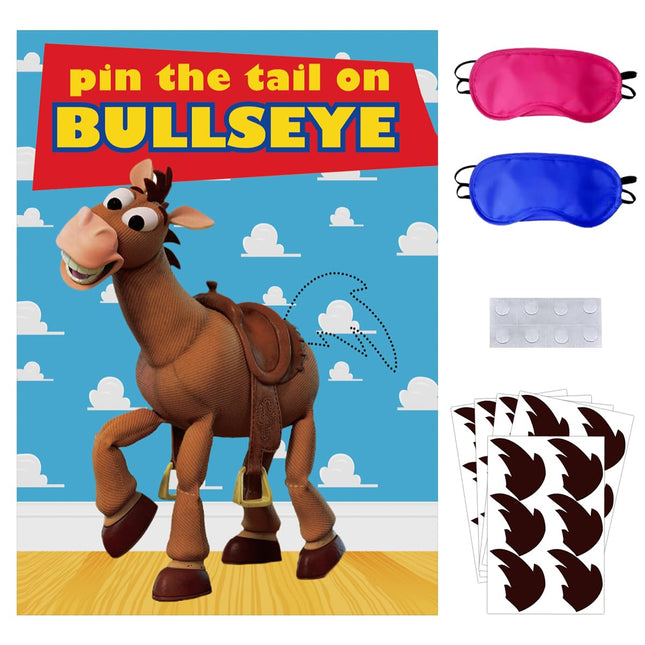 OULUN Toy Inspired Stories Party Supplies, Pin the Tail on the Bullseye Party Ga