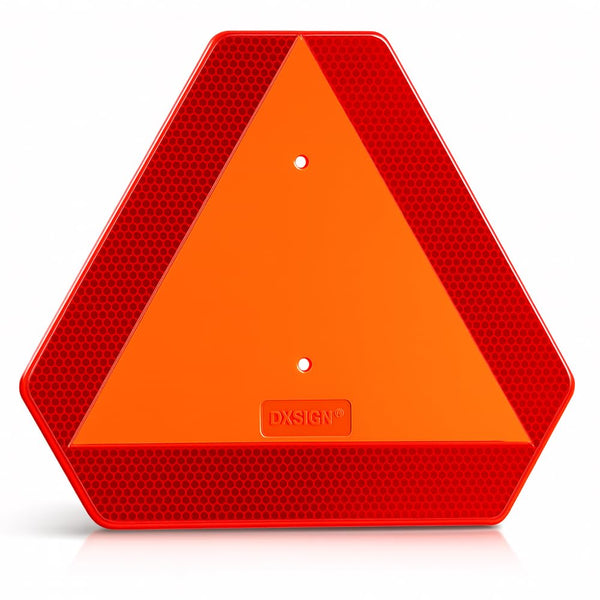 Slow Moving Vehicle Sign, Plastic DOT Slow Moving Vehicle Triangle Signs, SMV Sign 14"X16"X0.16"/5Mm Thick Diamond Grade Reflective up to 7 Years