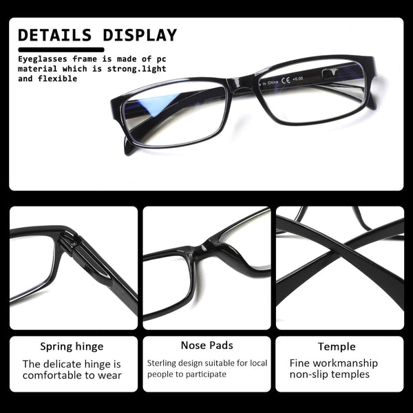 JOSCHOO Computer Reading Glasses for Women and Men 6 Pack Blue Light Blocking Spring Hinge Readers Mix Color 1.75 x