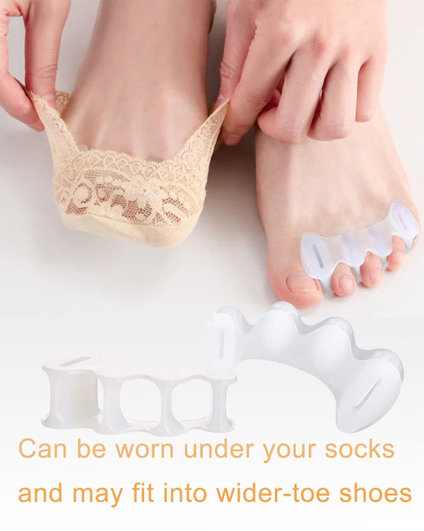 2Pairs Toe Separators Toe Spacers for Women Men to Correct Bunion, Relieve Feet Pain, Foot Alignment, Toe Straighteners for Hammertoes, Plantar