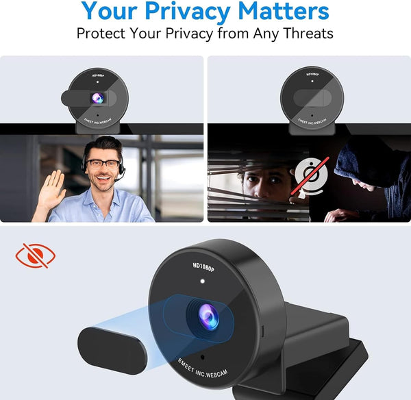 EMEET C950 1080P Webcam - USB Webcam with Microphone & Physical Privacy Cover, Auto Light Correction, Fixed Focus, USB Plug & Play, Ultra Web Cam