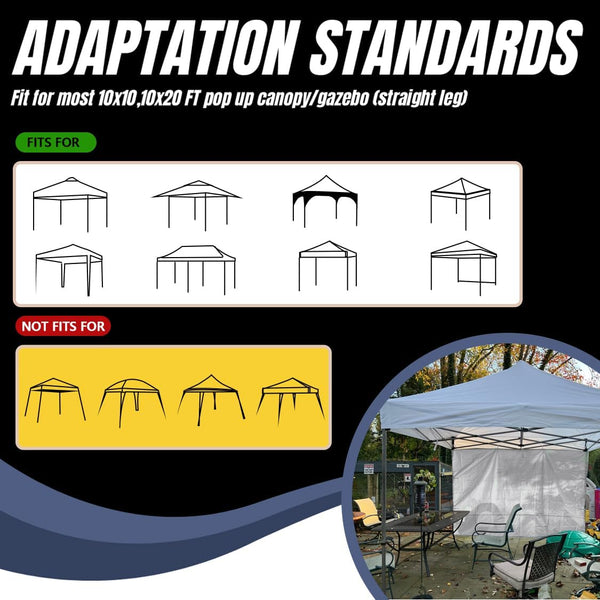 10x10 Pop Up Canopy Tent Sidewalls - Straight Leg Compatible, 300D Waterproof Polyester with 99% UV Protection, 3 Piece Black Wall Set Fit 10x10