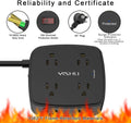 10 Ft Surge Protector Power Strip - 8 Widely Outlets with 4 USB Ports, 3 Side Outlet Extender with 10 Feet Extension Cord, Flat Plug, Wall Mount,