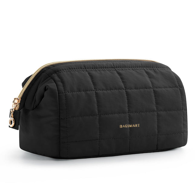 BAGSMART Makeup Bag Travel Toiletry Bag, Puffy Padded Make up Bags for Women Makeup Organizer Case, Wide-Open Pouch Purs