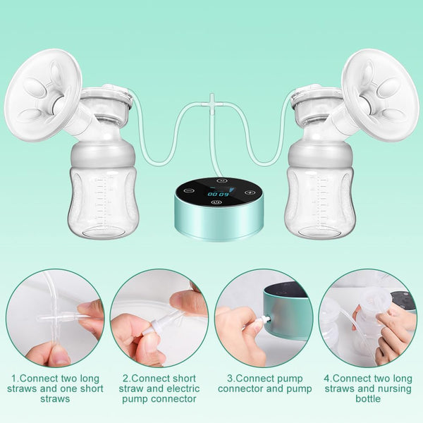 Electric Breast Pump, Breast Pump Electric Breastfeeding Pump 3 Modes 10 Levels Dual Rechargeable Nursing Double Breast Milk Pump Massage with
