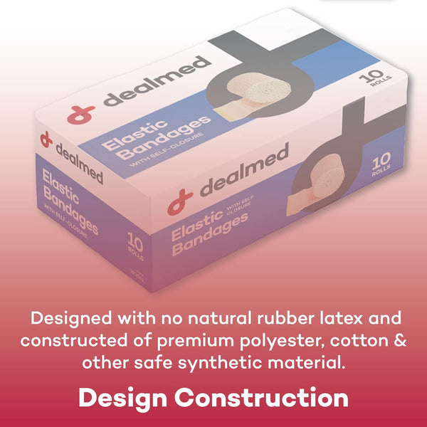 Dealmed 6" Elastic Bandage Wrap with Self-Closure – 10 Elastic Bandages, 5 Yards Stretched Compression Bandage Wrap, Wound Care Product for First