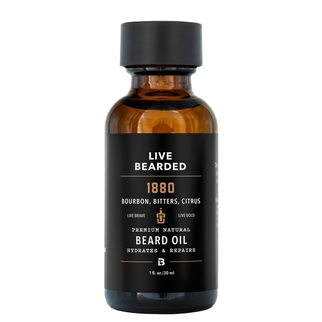 Live Bearded® Beard Oil, 1880, Bourbon, Bitters, Citrus, 1 fl oz 1880 - Bourbon,