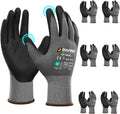 DULFINE Safety Work Gloves Microfoam Nitrile Coated-6 Pairs Pack,Seamless Knit Nylon Glove with Black Micro-Foam Nitrile Grip,Ideal for General