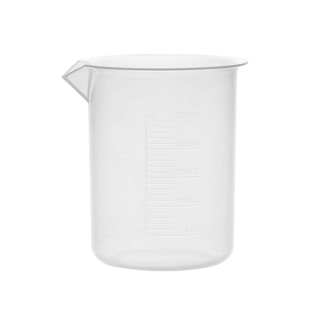 EISCO Plastic Beaker, 250Ml - Polypropylene Plastic - Raised Graduations, Tapered Spout - Euro Design