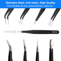 UUBAAR 10 PCS Precision Tweezers Set, Stainless Steel ESD Anti-Static Tweezers Kit for Electronics Soldering, Jewelry-Making, Laboratory & Crafts