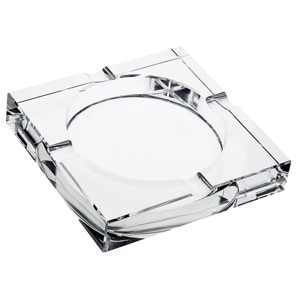 Juvale Crystal Glass Ashtray - 7 x 7 x 1.5 in, Clear Classic Square - Indoor Ashtray for Smokers, Decorative Smoke Tray with 4 Cigar Rests 7x7x1.5