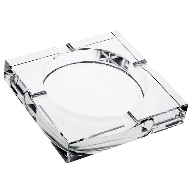 Juvale Glass Crystal Ashtray with Cut and 4 Slots for Cigars, Luxury Square Cigarette Holder for Men, Home, Office, Desk