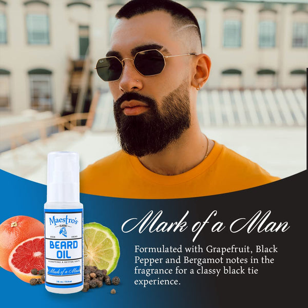 Maestro'S Classic BEARD OIL | High-Shine Moisturizing & Taming for All Beard Types & Lengths- Mark of a Man Blend, 2 Ounce