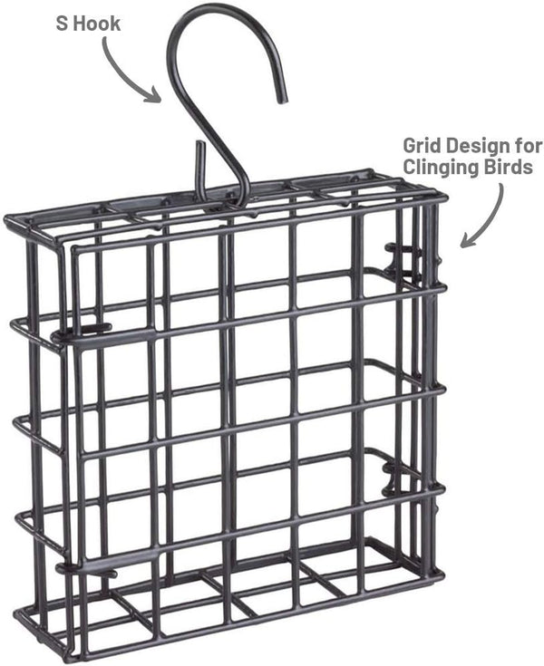 More Birds Suet Cage Bird Feeder, Fruit and Suet Feeder, Single Cake Capacity ,Black Black Single Cake Suet Cage