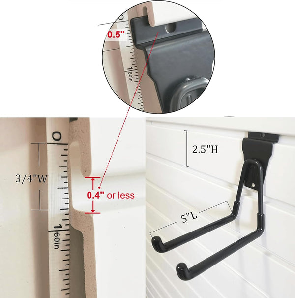 Slatwall Hooks 14 Pack, Heavy Duty Garage Wall Organizer, Multi-Size Hanging Hooks Compatible with Proslat, StoreWALL and HandiWall Slatwall Hooks