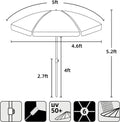 AMMSUN 5ft Kids Beach Umbrella for Picnic, Water Table, Sand Box Sun Shade | Durable Children Seaside Umbrella, UV protection, Ideal for sand