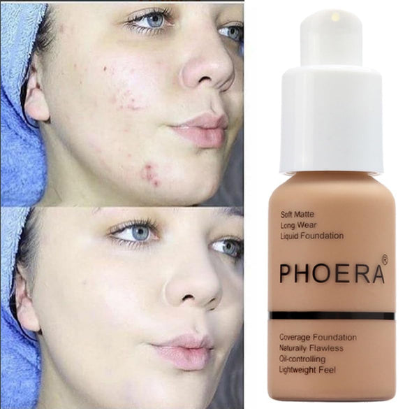 2 Pack PHOERA Foundation, Long-Lasting Waterproof Oil Full Coverage Flawless Soft Matte Liquid Foundation.105 San 2 Count (Pack of 1) 105 Sand
