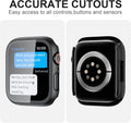 JZK Case with Screen Protector for Apple Watch Series 3/2/1 38mm,Black+Blue | 2 Pack,for Apple watch Case,Hard PC Cover,Tempered Glass,Full