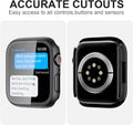 JZK Screen Protector for Apple Watch Series 3/2/1 38mm Case,Black+Silver | 2 Pack,for Apple watch Case,Hard PC Cover,Tempered Glass,Full