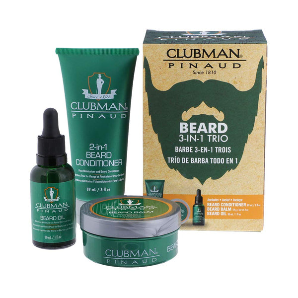 Clubman Pinaud 3-in-1 Beard Kit – Includes Conditioner, Beard Oil and Balm, Starter Kit for Men Beard 3-in-1 Kit