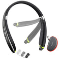 Bluetooth Headset, 2025 Upgraded Neckband Bluetooth Headphones with Retractable Earbuds, Noise Cancelling Stereo Earphones with Mic, Foldable