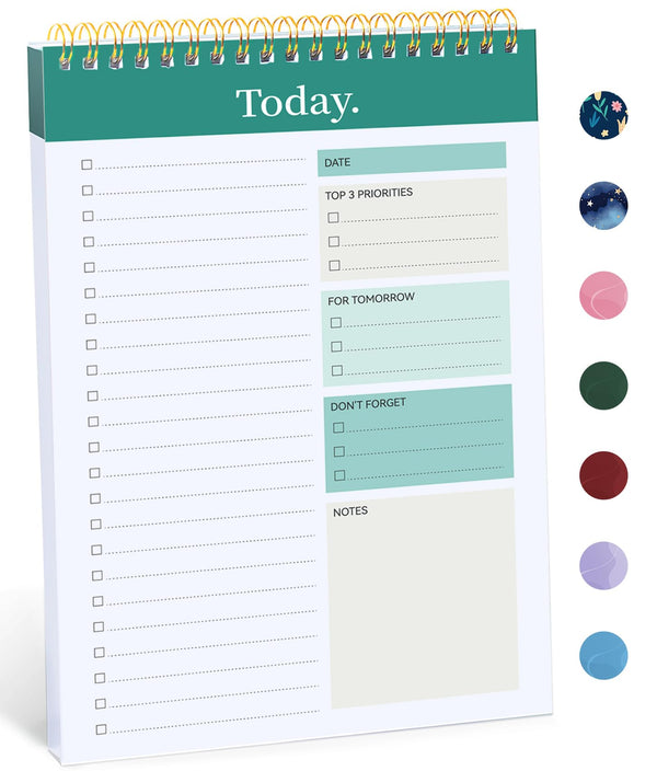 Taja To Do List Notepad, Undated Daily Planner for Work and Goal Setting a-Greenery Sway 1 Pack