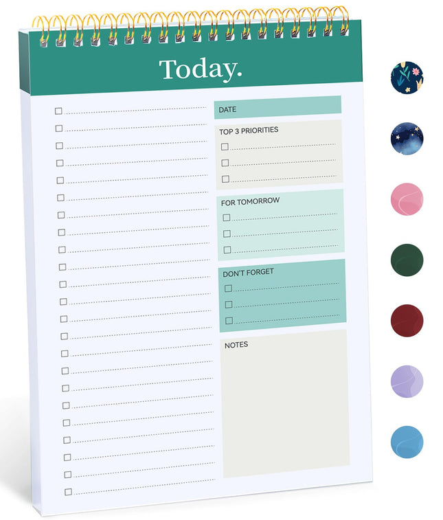 Taja To Do List Notepad, Undated Daily Planner for Work and Goal Setting a-Green