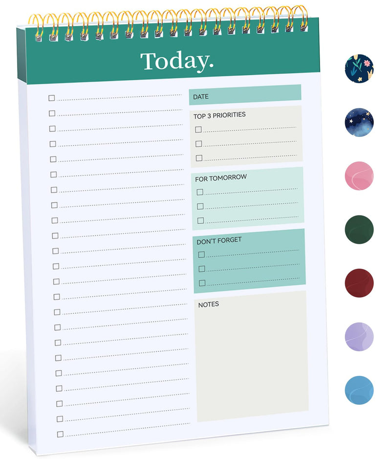 Taja To Do List Notepad, Undated Daily Planner for Work and Goal Setting a-Greenery Sway 1 Pack