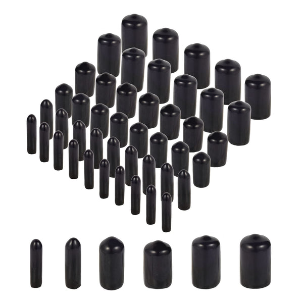 Aleric Rubber End Caps - 60pcs Flexible Screw Thread Protector Covers Rubber Bolt Covers Caps for Metal Tube Rod in 6 Sizes