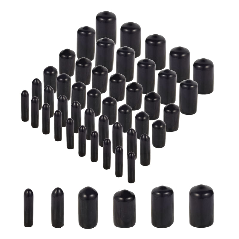 Aleric Rubber End Caps - 60pcs Flexible Screw Thread Protector Covers Rubber Bolt Covers Caps for Metal Tube Rod in 6 Sizes