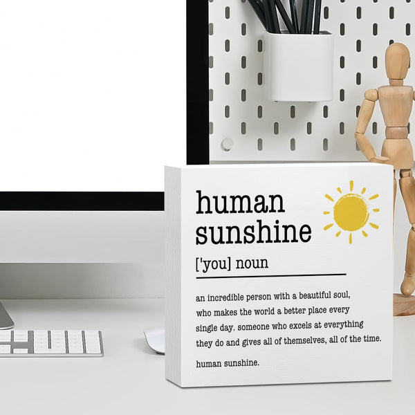 Sunshine Gifts Desk Sign Wooden Box Sign Table Decoration White White0377