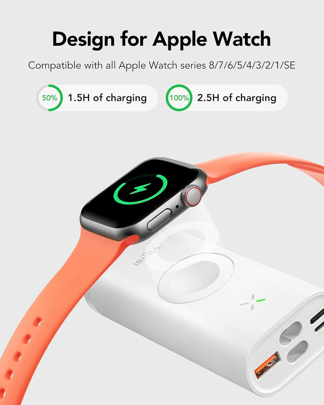 Portable Charger for Iphone & Apple Watch, 10000Mah Power Bank with Built-In Cable, 20W Fast Charging Battery Pack Compa