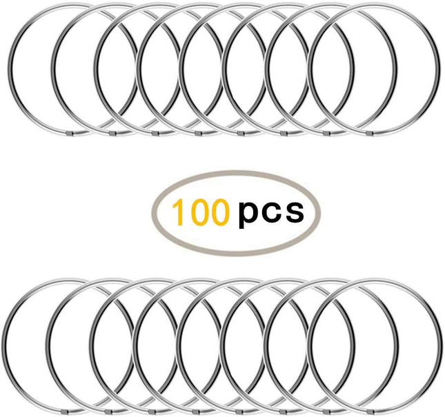KINGFOREST 100-Pack Split Key Rings (1 Inch/25Mm) - Silver Nickel Metal Keychain