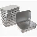 Hulless Small Hinged Tin Box Metal Tins Storage Containers, Silver 6Pcs | Portable Craft Organizer for Home Storage to pills, candies, herbs,
