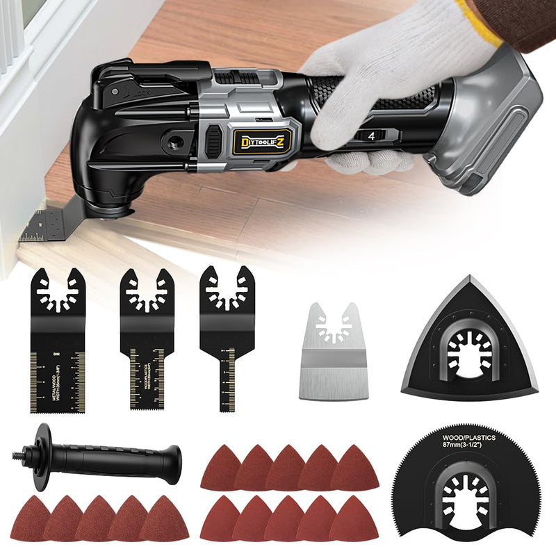 Cordless Oscillating Tool for Dewalt 20V Battery, 6 Variable Speed Brushless-Motor Tool, Oscillating Multi Tool Kit for Cutting Wood Drywall Nails