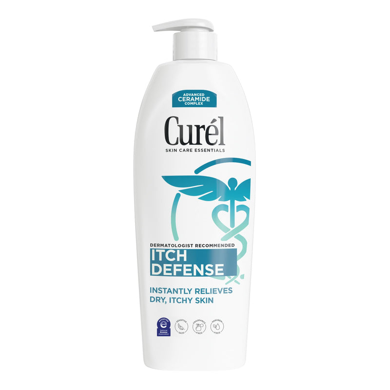 Curel Itch Defense Calming Body Lotion, Moisturizer for Dry, Itchy Skin, Body and Hand Lotion, with Advanced Ceramide Complex, Pro-Vitamin B5,