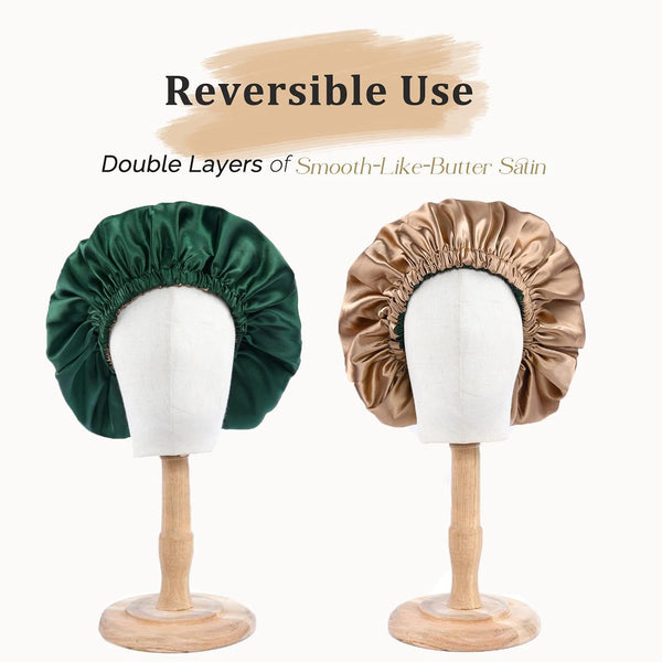 YANIBEST Adjustable Satin Bonnet to Reduce Frizz, Silk Feeling Hair Wrap One Size Green