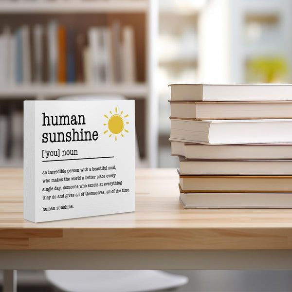 Sunshine Gifts Desk Sign Wooden Box Sign Table Decoration White White0377