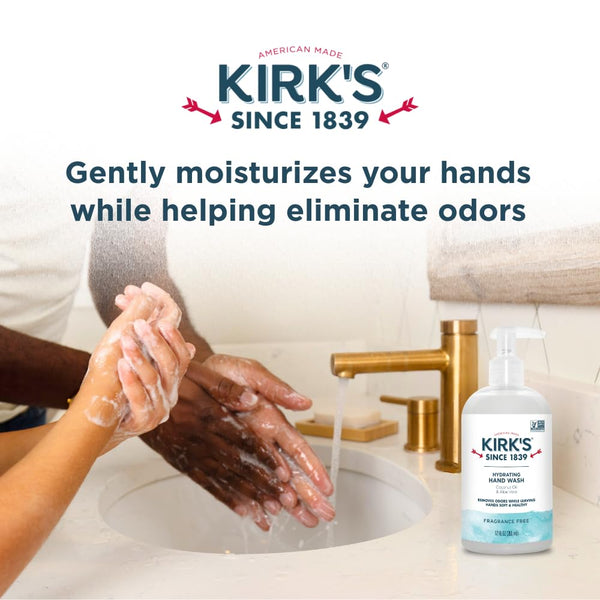 Kirk's Hydrating Hand Wash - Made with Coconut Oil and Aloe Vera, With Odor Neutralizing Technology To Help Eliminate Odors, Non-GMO, Vegan,