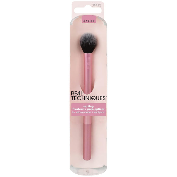 Real Techniques Makeup Setting Brush, for Setting Powder, Loose Powder, & Pressed Powder, Face Makeup Brush, 402 Brush, Sheer Coverage for