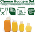 Food Huggers Cheese Huggers Set of 4 Reusable Silicone Savers | Cheese Paper Alternative | Store Cheddar, Swiss, Colby Jack and More