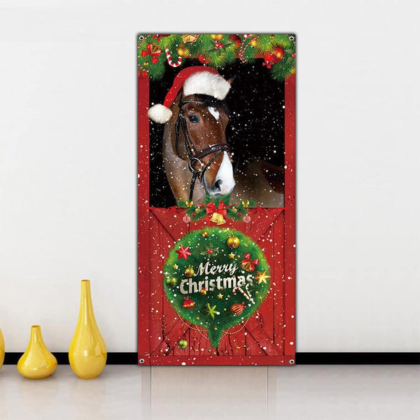 Cute Cats Merry Christmas Door Cover Funny Cats Door Banner Decoration Christmas Banner Decoration for Front Door Wall Window Xmas Decoration