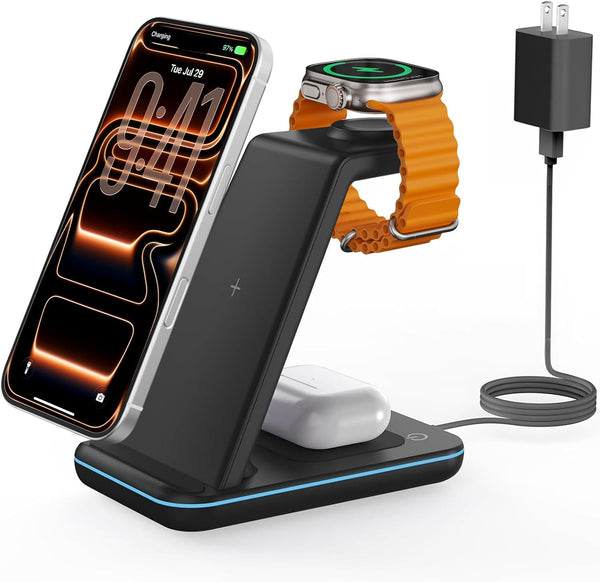 Wireless Charger Magnetic for Iphone - Joygeek Wireless Charging Station Pad for Iphone 15 14 13 12 Pro Max Plus, for Apple Watch Ultra 9-2, Airpods